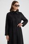 Plus-Size Suede Trench Coat with Collar Detail and Sleeve Detail, BLACK 6931 - 2