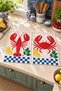 Coastal Table Lobster and Crab Blue Checkered Pattern Digitally Printed 2-Piece Kitchen Towel Set, 35x55 cm - 4