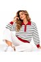 Women's Striped Polo Collar Knit Sweater - 2