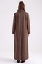 Plus-Size Suede Trench Coat with Collar Detail and Sleeve Detail, Light Brown 6931 - 6