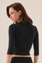 Black Fitted Short-Sleeved Blouse (Half-Sleeve) - 4