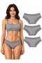Cotton Lace Detailed Panties 3-Piece Gray