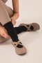 Black Cotton-Look Long Unisex Socks with a Scrunchy Top
