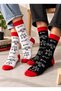 Set of 2 Math-Patterned Socks, Black and White, 85% Cotton