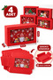 New Year's and Christmas-Themed Red Cardboard Gift Box with Window, 22x15x7 cm, Set of 4 - 4