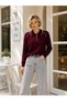Women's Polo Collar Contrast-Piped Button-Front Corspan Knit Sweater 12510.Crs - 4