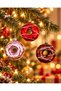 Set of 3 Donut-Shaped Christmas Tree Ornaments – 3 Decorative Christmas Ornaments in Bright Colors (Red, Pink, Brown) - 3