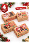 New Year's Gift Box Set of 4: Kraft Cardboard Boxes with Windows and Santa Claus Design, 22x15x7 cm - 2