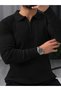 Polo Collar, Half-Zip, Brioche Knit Sweater - 2