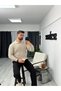 Button-Down Polo Collar Corded Fabric Knit Sweater