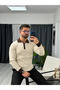 Men’s Polo Collar Half-Zip Corded Fabric Sweater - 2