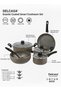 Delcasa Granite Coated Non stick Smart Cookware Set 9Pcs DC1577BGE Induction Compatible 26cm Casserole + Lid 20cm Casserole + Lid, 26cm Frypan, 24cm Wok Pan,16cm Saucepan - 5