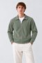 Men's Zippered Polo Collar Khaki Cardigan - 4