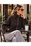 EGZOTİK ASORTİK Women's Velvet Flock-Printed Lined Stylish COAT - 5