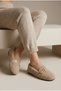 Women's Belt Detail, Lambswool, Soft Sole, Indoor and Outdoor Ballet Flats - 2
