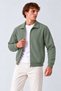 Men's Zippered Polo Collar Khaki Cardigan - 5
