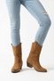 Yursa cowboy genuine leather women's heeled boots, tan suede. - 5