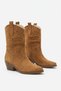 Yursa cowboy genuine leather women's heeled boots, tan suede. - 6