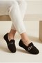 Women's Belt Detail, Lambswool, Soft Sole, Indoor and Outdoor Ballet Flats - 2
