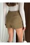 Suede Asymmetrical Slit-Detail Skort - 3