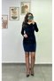 Double-Breasted Dress with Draped Sides Made of Velvet Fabric - 4