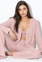 Soft-Textured Corded Fabric Ribbed Knit Cardigan and Pajama Set with Knitted Buttons