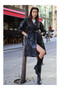 Black Women's Faux Leather Belted Trench Coat 1034 - 5