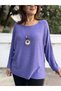 Italian Round-Neck Textured Basket-Weave Knit, Lilac