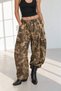 Khaki Camouflage Print Carrot-Leg Pants