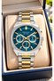 FUNCTIONS: ACTIVE-YELLOW SILVER STEEL STRAP-BLUE DIAL-MEN'S WATCH + BRACELET - 2