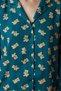 Green Happy Bear Long-Sleeved Button-Down Shirt and Pants Pajama Set - 3