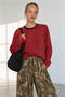 Red and Black Striped Slim-Fit Oversized Fine Knit Sweater
