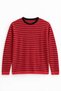 Red and Black Striped Slim-Fit Oversized Fine Knit Sweater - 2