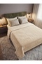 Wellsoft Plush Double-Size Bedspread with Corded Fabric Stripes—Soft-Textured Blanket, 220 x 180 cm