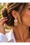 Women's Gold Detailed Woven-Look Earring Styles | Chic Dangle Earrings with Floral and Geometric Designs