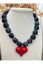 Heart-shaped beaded necklace with imported Acrylic cube beads