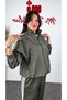 Women's Side Striped Patterned Scuba Bottom and Top Tracksuit Set Mta033