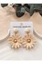 Women's Gold Detailed Woven-Look Earring Styles | Chic Dangle Earrings with Floral and Geometric Designs - 4