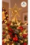 15 cm Glittery Gold Star Christmas Tree Topper – Shiny Decorative Fir Tree Topper with Spring-Loaded Base - 2