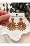Women's Gold Detailed Woven-Look Earring Styles | Chic Dangle Earrings with Floral and Geometric Designs - 3