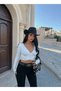 White wrap-front crop top