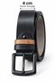 Men's Black 4 cm Double Buckle Metal Buckle Jeans and Fabric Trouser Belt - 4