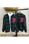 Men's Gingham Pattern Embroidered College Jacket - Khaki - 3