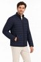 Men's stand collar water repellent puffer quilted three-pocket jacket - navy blue - 2