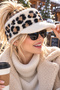Women's Plush Visor Hat with Leopard Pattern, Winter Beanie with Brim - 4