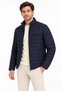 Men's stand collar water repellent puffer quilted three-pocket jacket - navy blue - 5