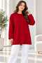 Tunic, Modest Tunic, Long-Sleeved Blouse, Soft-Textured, Simple, Basic Style, Red - 5