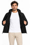 Men's Waterproof Softshell Jacket with Fleece Lining, Detachable Hood, and 4 Pockets - Black - 4