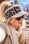 Women's Plush Visor Hat with Leopard Pattern, Winter Beanie with Brim - 6
