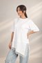 Women's Asymmetrical Interlock Modal Short-Sleeve T-Shirt with Slit and Lace Details - 3